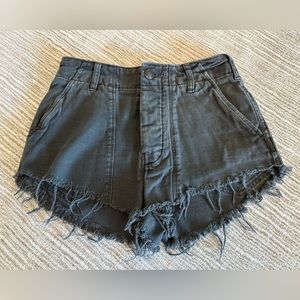 Free People Cotton Cut Off Shorts in Gray Blue